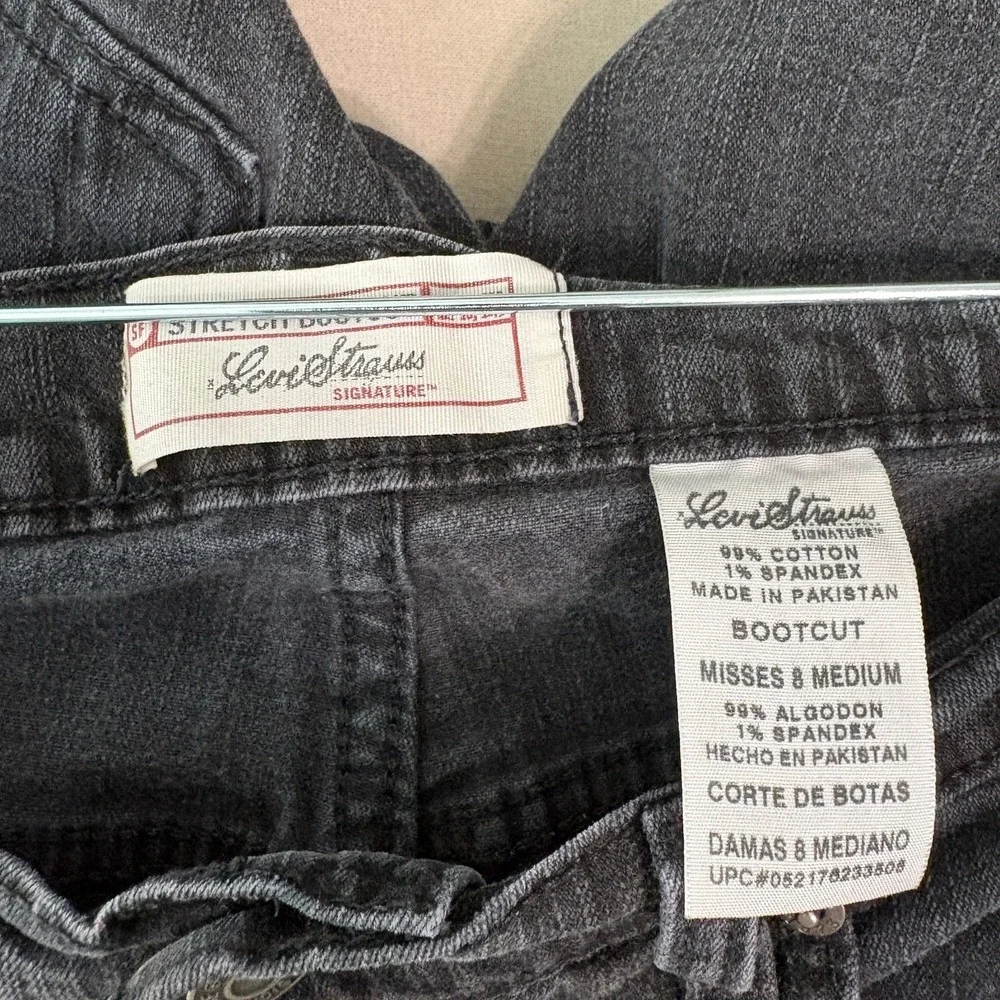 Levi Strauss Signature Jeans Womens Size 8 Black Denim Stretch Bootcut Mid Rise